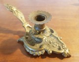SFESNIC VECHI DE M&Acirc;NĂ DIN BRONZ-DECOR CU MOTIVE VEGETALE SI MASCARON PE MANER-ATELIER FRANCEZ CCA 1900