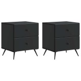 vidaXL Dulap de noapte 2 pcs Negru 43 x 34,5 x 47,5 cm Lemn prelucrat 895448