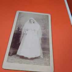 FOTO MIREASA ANII 1900 VECHI PE CARTON GROS 10 7 CM DE COLECTIE RARA!