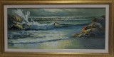 Tablou pictua &quot;Rasarit la malul marii&quot; - Tudor Panescu, Marine, Ulei, Realism