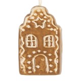 Cumpara ieftin Set 3 ornamente brad Craciun ceramica maro alba 4x4x6 cm