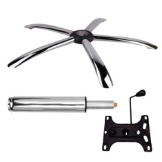 Set placuta balans metalica 26 x 15 cm, baza 60 cm si cilindru piston, gaz, pentru scaune birou, argintiu, 35 cm