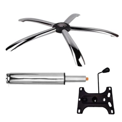 Set placuta balans metalica 26 x 15 cm, baza 60 cm si cilindru piston, gaz, pentru scaune birou, argintiu, 35 cm foto