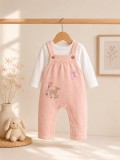 Cumpara ieftin Salopeta roz matlasata cu bluzita - Cute Butterfly (Marime Disponibila: 9-12