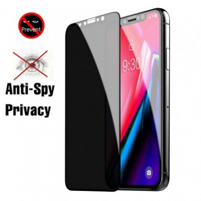 Folie Sticla Securizata 9D Privacy Apple Iphone X / iPhone XS, Tempered Glass Negru Blister foto