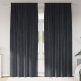 vidaXL Draperii opace cu bandă superioară, 2 buc., gri &icirc;nchis, catifea