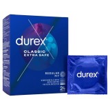 Cumpara ieftin Prezervative clasice DUREX Classic Extra Safe, lubrifiate si rezistente, 56 mm, 1 cutie x 24 buc