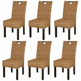 Set 6 Scaune Bucatarie Ratan Kubu &amp; Lemn Mango Gossi, 46x57x96 cm, Maro Natural, Scaune Sufragerie, Design Rustic, Maxim 110 kg/scaun
