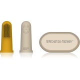 Matchstick Monkey Silicone Finger Toothbrush periuta de dinti pentru deget pentru copii cu sac Yellow/ Beige 2 buc
