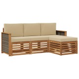 vidaXL Set de canapele de exterior cu pernă 4 pcs Natural și Bej 3384199