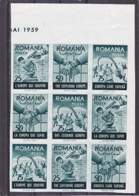 Spania/Romania, Exil romanesc, Europa care sufera, em. a XV-a, nednt., 1959, MNH foto