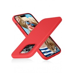Huse silicon antisoc cu microfibra pentru Iphone 14 Pro Rosu