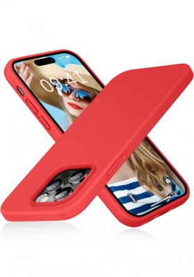 Huse silicon antisoc cu microfibra pentru Iphone 14 Pro Rosu foto