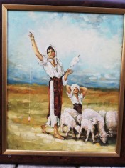 Tablou semnat pe verso, indescifrabil, 70x50 cm, ulei/carton, anii 1920,inramat