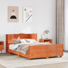 vidaXL Cadru pat fără saltea, maro ceruit, 140x190 cm, lemn masiv pin 3323658