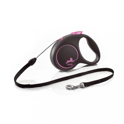 Flexi Black Design, S Cord, lesa retractabila, 5m, roz foto