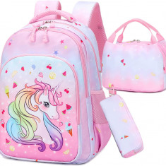 Popack Rucsac de școală unicorn pentru fete Impermeabil Rucsac pentru copii