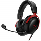 Casti Gaming HyperX Cloud III, DTS Headphone:X Spatial Audio, drivere 53mm, microfon detasabil cu metal mesh, noise cancelling si indicator LED, jack