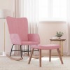 VidaXL Scaun balansoar cu taburet, roz, catifea 327758