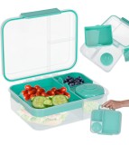 Cutie de pranz Compartimentat 2200 ml Recipient 150 ml Verde menta
