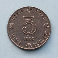 HONG KONG - 5 Dollars 1980 foto