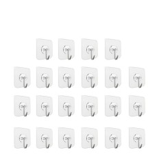 Set 22 carlige adezive transparente, rezistente, multifunctionale, plastic, metal