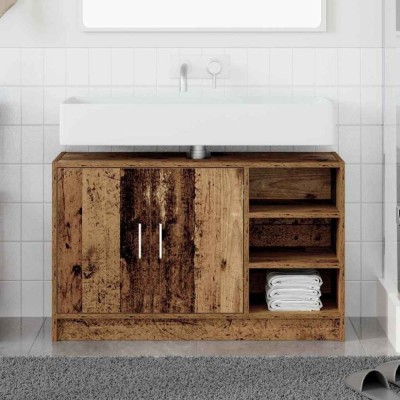 Cabinet chiuvetă Lemn vechi 90x29x55 cm Lemn prelucrat foto