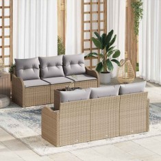 vidaXL Set de canapele pentru grădină 7 pcs Bej 55 x 55 x 37 cm 3345590
