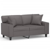 Cumpara ieftin Canapea cu 2 locuri cu pernute, gri, 120 cm, piele ecologica