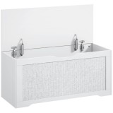 HOMCOM Cufăr de depozitare 136 L băncuță de depozitare cu panou din ratan capac cu brațe de susținere pentru hol 100x40x45cm alb | Aosom Romania