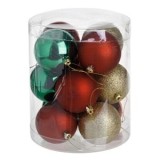 Set globuri de Craciun rosii verzi aurii mate și glitter, 12 bucăți, CMCLASS