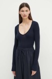 Herskind pulover din amestec de mătase Nova culoarea albastru marin, light, 5266106