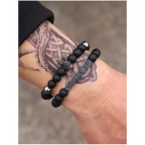 Cumpara ieftin Set 2 Bratari cu Margele, din Piatra, pentru Barbati - 09508
