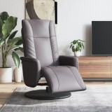 Cumpara ieftin Fotoliu rabatabil cu suport de picioare, gri, piele ecologică