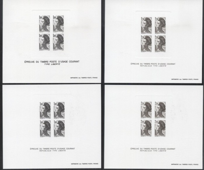 France - Definitive Issue 4 x PROOFS ESSAYS MNH W.007