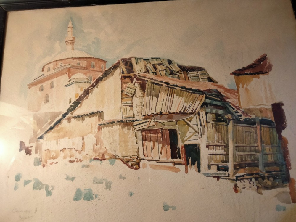 Peisaj cu geamie din Bulgaria, 1929, acuarela | arhiva Okazii.ro