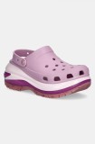 Crocs papuci Classic Mega Crush Clog femei, culoarea violet, cu platforma, 207988.5BX