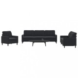 VidaXL Set de canapele cu perne, 4 piese, negru, catifea