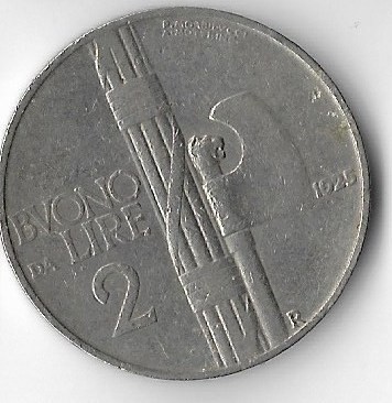 Moneda 2 lire 1925 - Italia