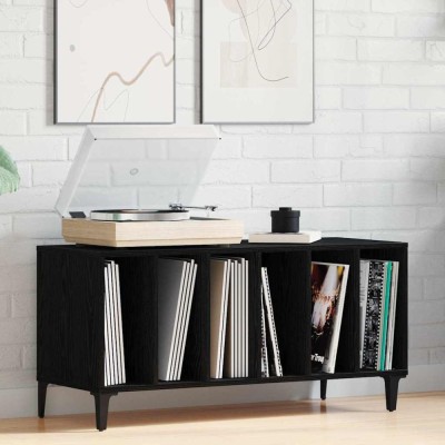 vidaXL Cabinet pentru &amp;icirc;nregistrări Stejar negru - 100x38x48 cm Fabricat din lemn prelucrat foto