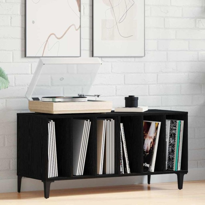 vidaXL Cabinet pentru &icirc;nregistrări Stejar negru - 100x38x48 cm Fabricat din lemn prelucrat