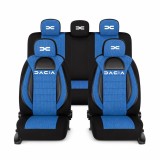 Set Huse Scaune Universale Racing, Albastru cu Negru Personalizate cu Dacia Nou