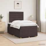 Cumpara ieftin Pat cu arcuri LED si saltea Maro inchis 120 x 190 cm Tesatura