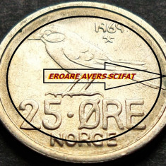 Moneda 25 ORE - NORVEGIA, anul 1969 * cod 5321 = A.UNC - EROARE SCIFATA