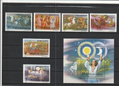 ROMANIA 1987 LP 1184 LP 1185 BASME DE PETRE ISPIRESCU SERIE+COLITA MNH NESTAMP foto