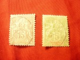 2 Timbre Dahomey et Dependances Alegorie 1899, val. 5 si 15 c , stampilate, Stampilat