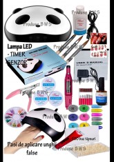 kIT SET unghii false PANDA1-set manichiura Lampa led,gel uv,FREZA ELECTRICA Pila foto