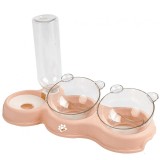 Bol ortopedic dublu pentru pisici cu reumplere automata a apei, Linomag&reg;, 500ml, 37x24x15 cm, Somon