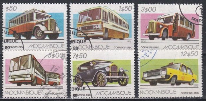 Mozambic 1980 - Transport rutier de epocă, Stampilat
