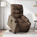 VidaXL Fotoliu electric de masaj rabatabil cu ridicare, maro, textil